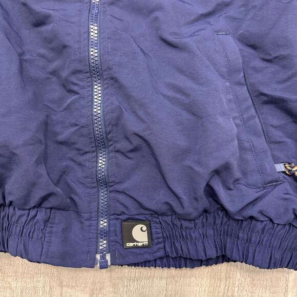 Vintage Carhartt Jacket Men's Large Blue Full Zipper Bomber Fleece Lined 90s - Picture 3 of 7